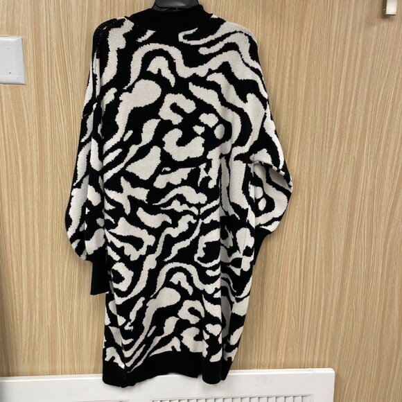 NWT Joan Vass Black Print Open Cardigan Size Large - Picture 3 of 5